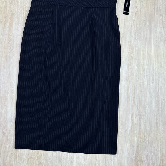 NWT Tahari Navy Pin Stripe Asl Tomlee Sleeveless Knee Length Sheath Dress 4 - Picture 4 of 13